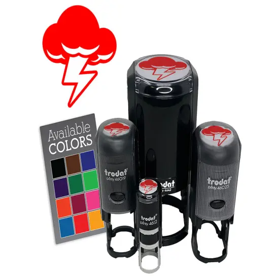 Thunder Storm Cloud Weather Lighting Bolt Self-Inking Rubber Stamp Crafting Dry Pad {7}