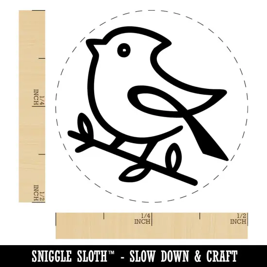 Contour Simple Cardinal Bird On Branch Self-Inking Rubber Stamp Crafting Dry Pad {1}