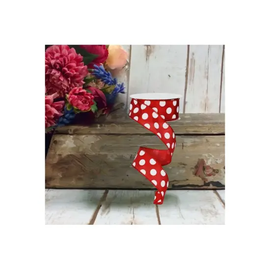 1.5" Large Polka Dot Ribbon: Red/White (10 Yards) {3}