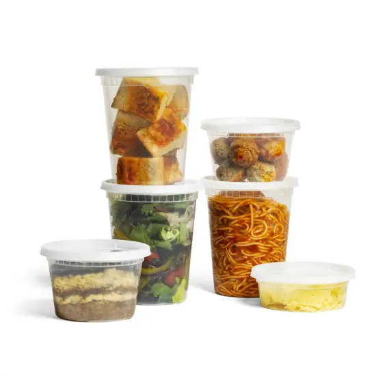 Perfect Settings Plastic Deli Containers with Lids [44 Sets] Variety Pk 8oz, 16oz & 32oz | Leakproof, Freezer Safe Soup & Food Storage | Microwavable Food Containers with Lids {2}