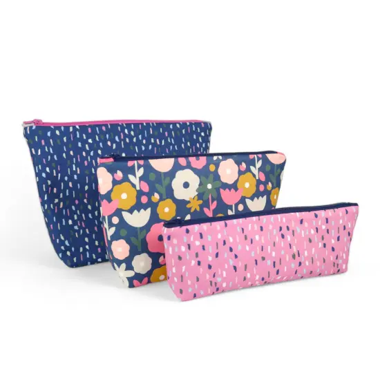 Crosscut Sewing Co.&reg; Zipper Pouch Sewing Project Kit for Beginners with Fabric, Instructions and Video Navy floral {6}