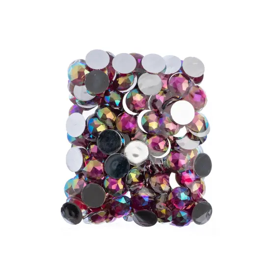John Bead 16mm Round Acrylic Flat Back Rhinestones, 200pcs Fuchsia AB {4}