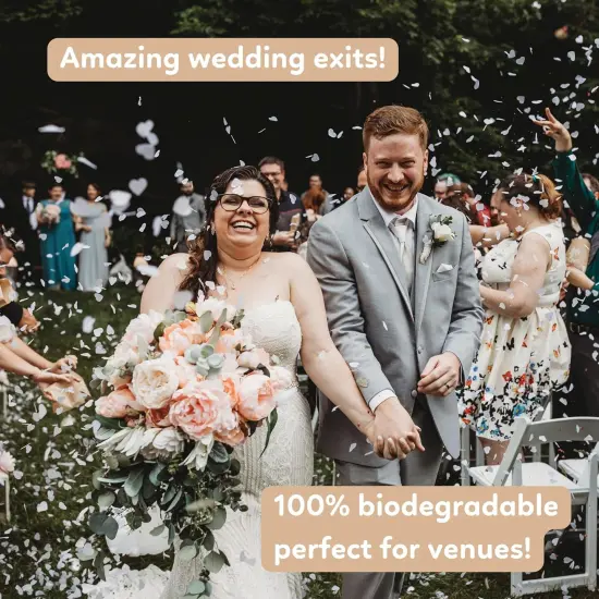 White Biodegradable Heart Confetti Poppers Confetti Cannon | 6 Pack | Party Poppers Decoration for Valentine's Day, Wedding, Bridal Shower | Wedding Supplies Party Favors | 12 in {2}