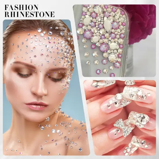 576pcs Clear Rhinestones Flat Back Round Rhinestone Style 2088 Sparkly Crystal Gemstones for Nail Art and Crafting,SS10 {3}