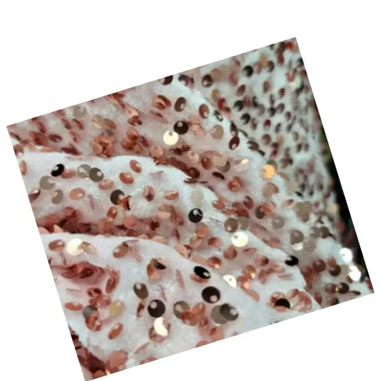 Rose Gold Sequin on Stretch Pink Velvet Fabric {4}