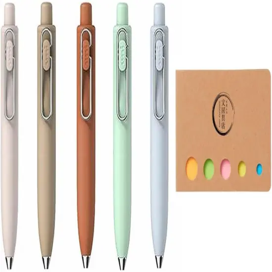 Ballpoint One P Gel Ink Rollerball pen, 0.38mm Black Ink, 5 Body Colors set Sticky Note {1}