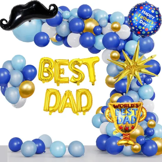 133Pcs Fathers Day Balloons Decorations Garland Arch Kit Include Happy Fathers Day Balloons, BEST DAD Foil Mylar Balloons, Happy Father's Day Party Decoration Supplies {2}