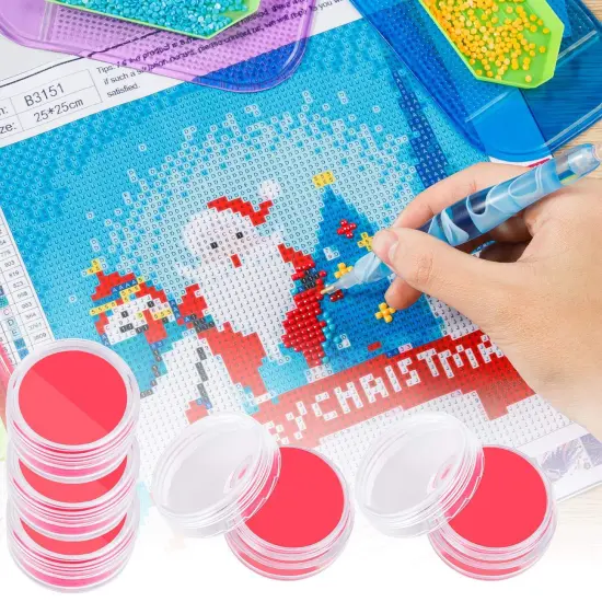 10 Pieces Diamond Art Glue and Wax for Painting Tools, DIY Art Wax Holder Case With Glue Clay and Storage Box for Embroidery Accessories Red {2}