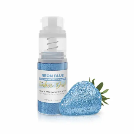 Bakell - Neon Blue Tinker Dust Edible Glitter (4g, 1x Spray Pump) for Food, Desserts, and Beverages! {1}