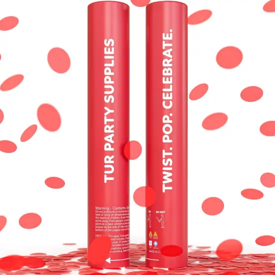 2 Pack Confetti Cannon Confetti Poppers | Biodegradable Red Confetti | Launches Up to 25ft | Giant (12 in) | Party Poppers for Graduation, Birthdays, Weddings, and Memorial Day {1}