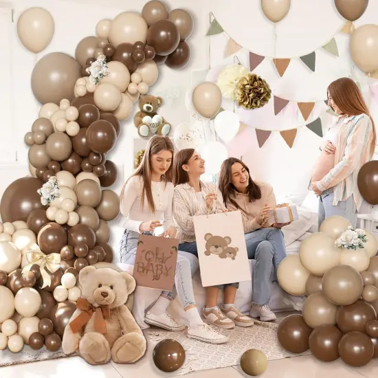 Brown Balloon Arch Kit 138 Pcs Neutral Balloon Arch Garland Kit Include Brown Beige Nude Tan Balloons for Baby Shower Gender Reveal Wedding Birthday Party Decoration (Brown and Beige) {3}