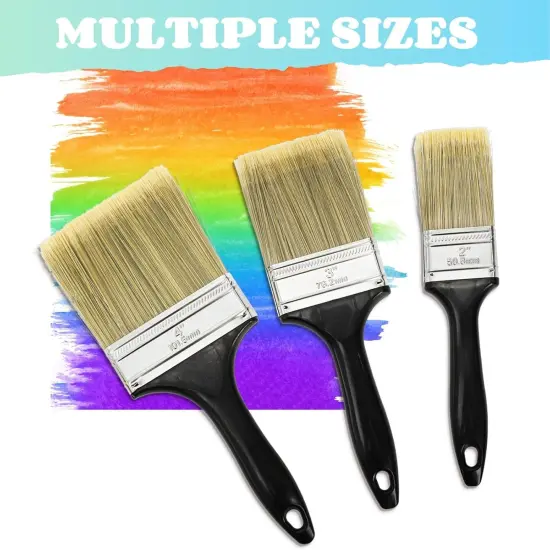9 Pack Paint Brushes for Wall, 2'' 3'' 4'' Professional Paint Tools with Treated Plastic Handle, Home Wall Trim House Wide Chip Paintbrush Set for DIY Paint, Home, Furniture, Fences {3}