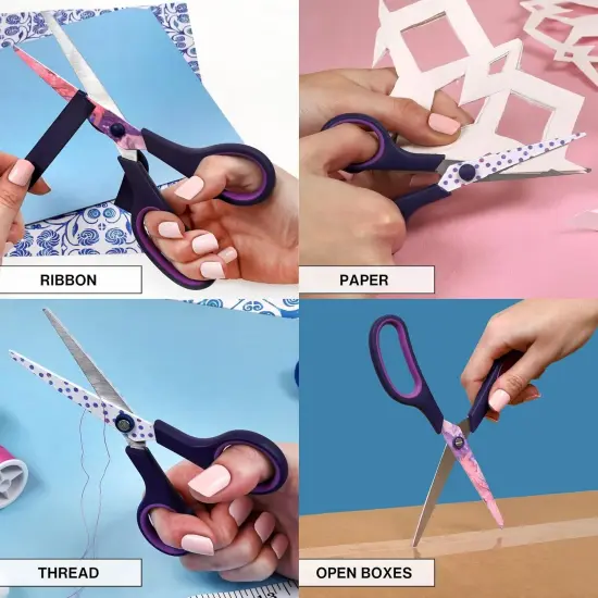 All Purpose Fashion Scissor Set - Sizes 8.5&rdquo; & 5.5&rdquo; Scissors, Sharp Stainless-Steel Blades, Comfort Grip Handles, Sewing & Craft Scissors, 2pc {2}