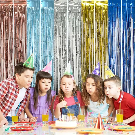 5 Pack Silver Foil Curtain Backdrop Metallic Tinsel Foil Fringe Curtains Photo Booth Props for Birthday Wedding Engagement Bachelorette Christmas Holiday Celebration Party Decorations Supplies {4}