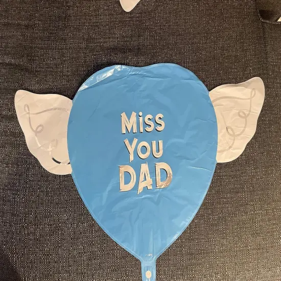 Miss You Dad Heavenly Balloons heart shaped with angel wings (Blue) {3}