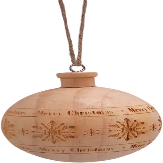 Wooden Ball Christmas Ornaments, Festive Hanging Holiday D&eacute;cor, Assorted Designs, 2.4 Inches {2}