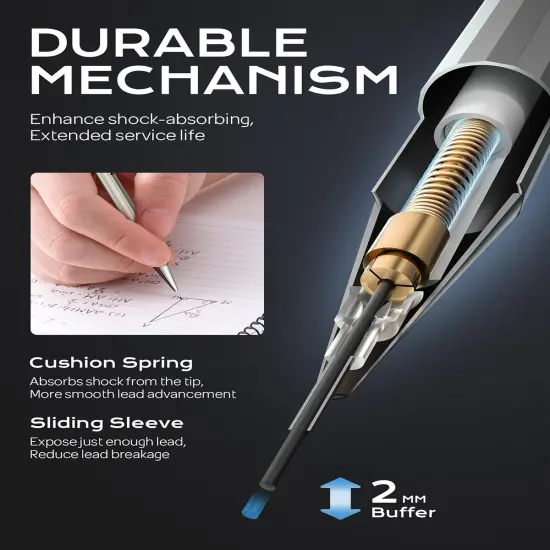 4 Pack Mechanical Pencil 0.7mm with Case, MB1000 Metal Mechanical Pencil Set with 8 Tube HB #2 Lead Refill 0.7 mm, 3PCS 4B Eraser, 9 Cap Eraser for Artist Drafting Writing, Sketching, Drawing {3}