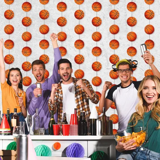 8 Pcs Sports Party Banners Sports Theme Party Hanging Decorations Sports Paper Garland for Boys Kids Teens Sports Birthday Party Baby Shower Home Classroom Supplies Decor (Basketball) {4}