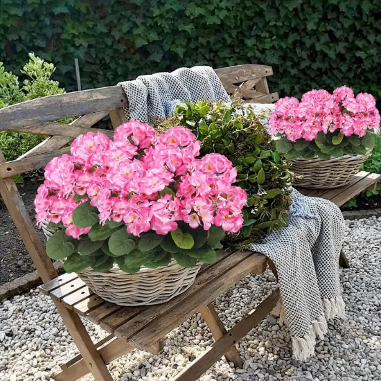 3 Pcs Summer Bushes Artificial Geraniums Flowers {3}