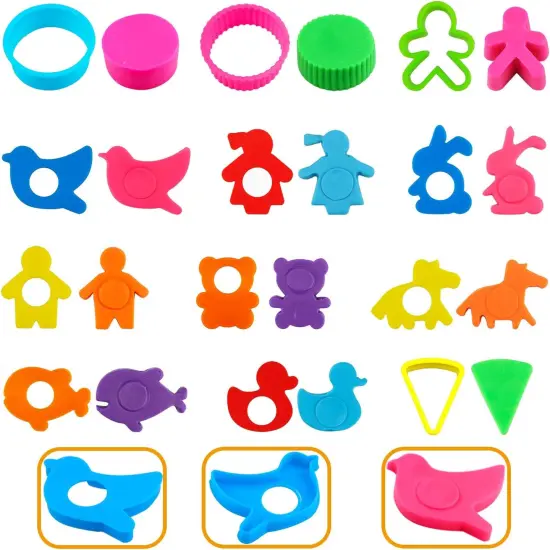 Plastic Dough Tools for Kids 61 Piece Set Cookie Cutters & Stamps {5}