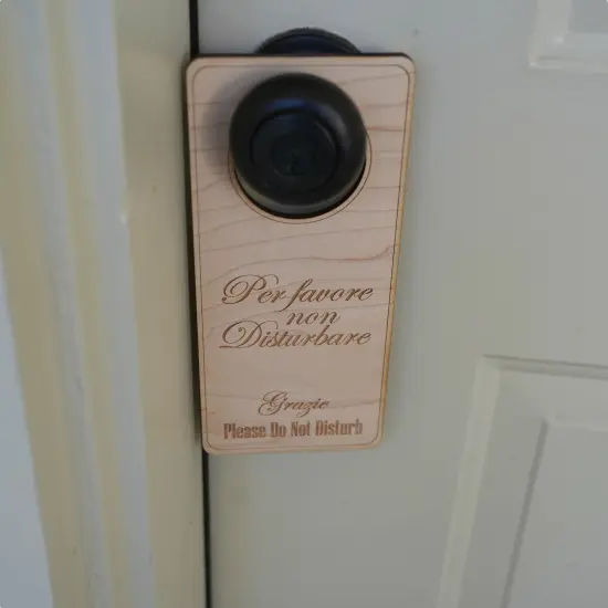 Italian Language - Please Do Not Disturb - Door Hanger - Raw Wood 9x4 {6}