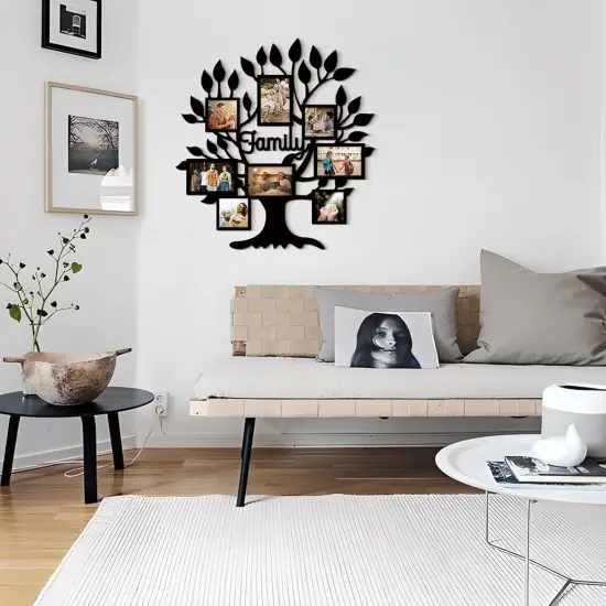 26x27 Inch Family Tree Picture Frame Collage Wall Decor, Rustic Family Tree Wall Decor for Home, Farmhouse Photo Collage Frame for Wall, Photo Frames Multiple Pictures Perfect for Modern Farmhouse Decor (Black) {4}