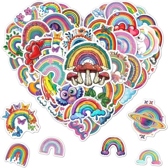 Pack 50 Pcs Pride LGBT Cute Rainbow Stickers for Water Bottles Funny Laptop Luggage Computer Scrapbooking Teens Girls Boys Adults Waterproof Aesthetic Sticker Small Vinyl Decals {1}