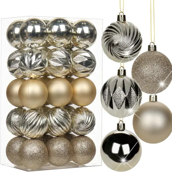 2.36" Christmas Ball Ornaments Champagne {1}