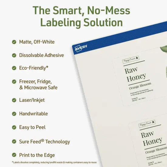 Avery Dissolvable Labels, 2.5" x 5" Rectangle {8}