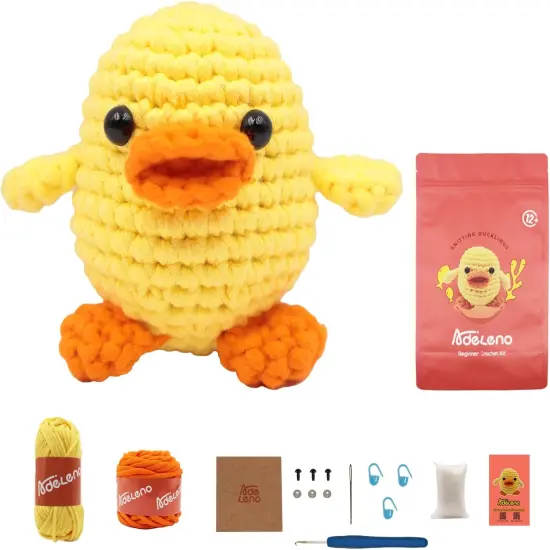 Crochet Kit for Beginner, Beginner Crochet Kit with Step-by-Step Video Tutorial, More Convenient Illustrated Cards, Suitable for Adults, Children, Crochet Kit for Beginners, Duck 1-Pack. {1}