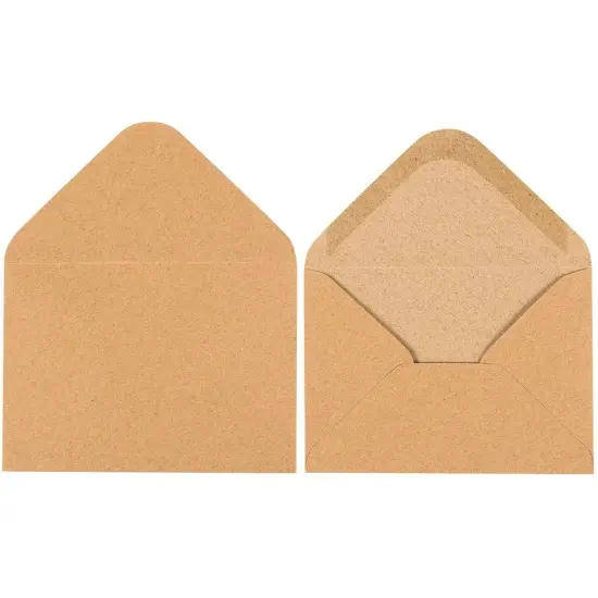 100 Pack Small Kraft Paper A1 Envelopes for 3x5 inches Cards, Invitations, Wedding RSVP, Gift Cards (V-Flap) Brown {4}