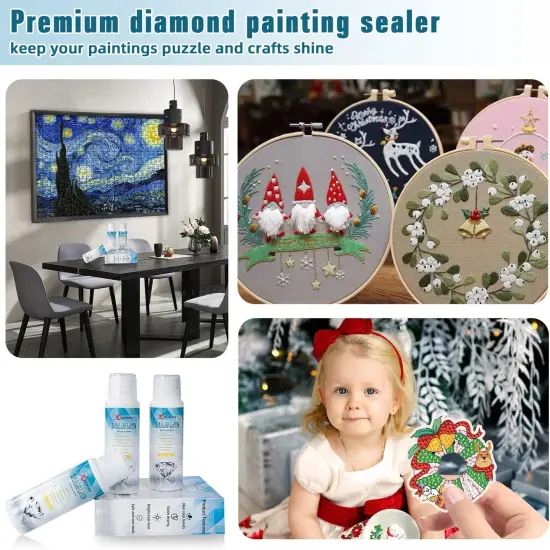Diamond Painting Sealer 3-Pack 360ML 5D Diamond Painting Glue Sealer Diamond Art Glue Sealer Permanent Hold & Shine Effect Diamond Painting Accessories & Tools Kits for Diamond Painting and Puzzle Glue (12OZ) {5}