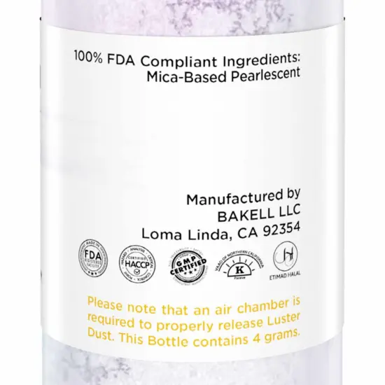 Bakell - Purple Iridescent Luster Dust (4g, 1x Pump) Edible Vegan Dust & Paint for Baking, Desserts and Beverages {6}