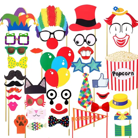 Photo Booth Props Carnival Circus Party Birthday Party Supply Prop Favor Graduation Kit Selfie Dressdecor 36PCS {4}