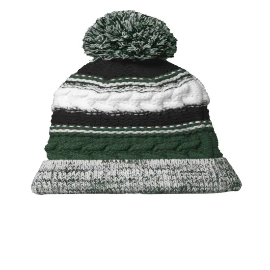 Sport-Tek&reg; Pom Pom Team Beanie For Grn/Blk/Wh {1}