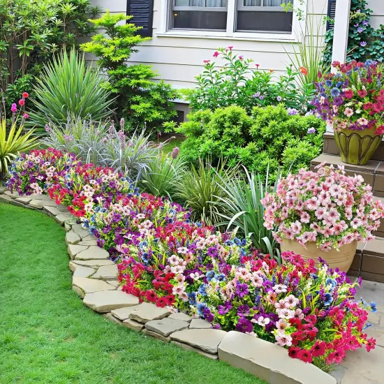 20 Bundles Artificial Summer Bouquets Flowers for Outdoors Decoration Fake Silk Flowers {5}