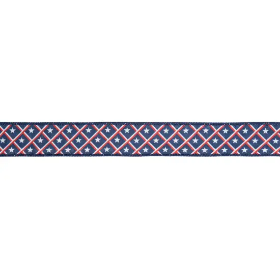 LaRibbons 1 1/2" Wired Ribbon | Patriotic Diamond Stars/Plaid | 10 Yard Roll {4}