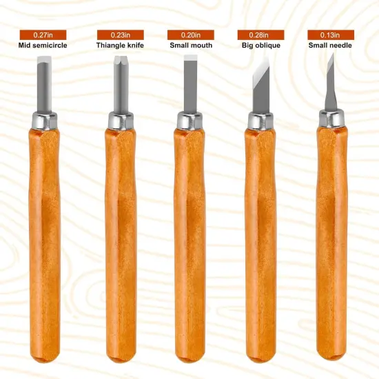 Wood Carving Tools, 7Pcs Wood Carving Knife Kit Carbon Steel, Wood Chisels Set for Pumpkins Soap Sculpture Carving DIY (5 Styles) {3}