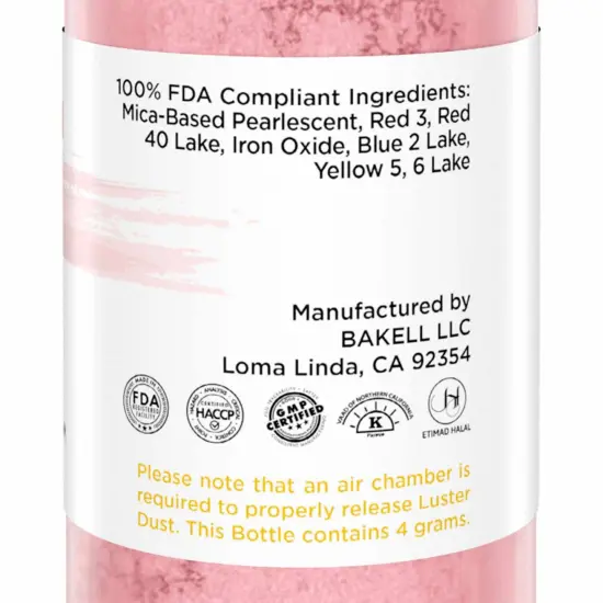 Bakell - Rose Gold Luster Dust (4g, 1x Pump) Edible Vegan Dust & Paint for Baking, Desserts and Beverages {5}