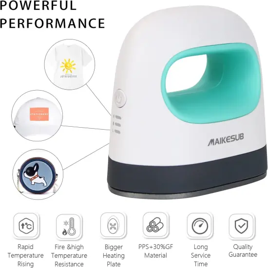 Mini Heat Press Machine Easy to Use for T Shirts Shoes Hats Small HTV Iron on Vinyl Projects Portable Heating Transfer Iron Green {3}