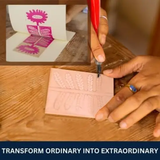 Stamp Pads for Rubber Stamps 5-Pack (6x4) and Rubber Stamp Carving Tools - Block Printing Kit by Pixiss - Rubber Block Stamp Maker Printmaking Supplies {4}