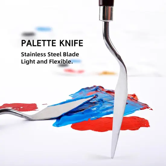 25pcs Paint Brush Set, Professional Paintbrushes Acrylic Paint Brushes Expert Series Nylon Brushes Kit with Palette Knife and Cloth Roll for Acrylic, Oil, Watercolor and Face Painting {4}