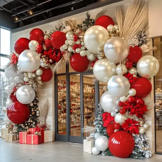 Red White Balloon Garland Arch - Pearl White Balloon Kit {2}