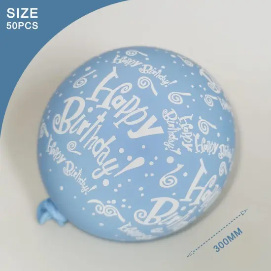 52 Pcs Blue Birthday Balloons with Birthday Party Pattern {4}