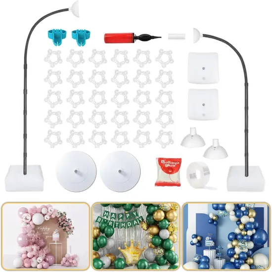 Balloon Arch Kit - Bendable 8.2FT & 6FT Balloon Arch Stand with Base and Manual Pump, Versatile Half Arch Balloon Stand for Birthday, Wedding, Baby Shower, Holiday, and Graduation Party Decorations {1}