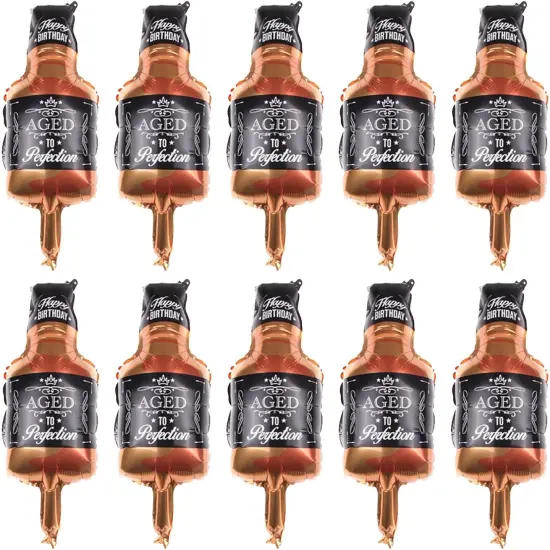 10 Pcs Whisky Bottle Balloons Whiskey Bottle Shape Aluminum Mylar Foil Balloons Beer Festival Birthday Party Whisky Theme Party Decoration {1}