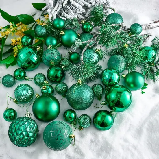 36pcs Emerald Green Christmas Tree Decorations Balls, Bolas De Navidad, 2024 Christmas Decor, Indoor Outdoor Shatterproof Christmas Ornaments, Xmars Party Wedding Suppiles {1}