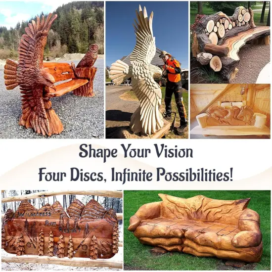 13PCS Wood Carving Disc Set for 4" or 4 1/2" Angle Grinder, Stump Tool Grinding Wheel Disc with 5/8" Adapter Ring, Woodworking Sanding Wheel Discs for Cutting Shaping Carving Polishing {5}