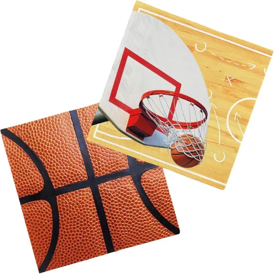 Basketball Party Supplies Kit - for Basketball Party Decorations, Includes 48-Pack 3-Ply Disposable Paper Napkins (6.5X6.5 in), Basketball Birthday & Sports Party Decorations {1}