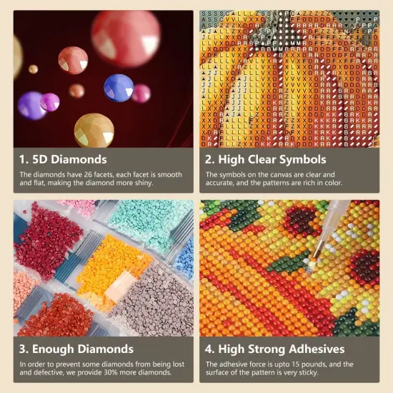 Fall Diamond Painting Kits for Adults, Pumpkin Halloween Diamond Art Kits, 5D DIY Full Drill Round Gem Art, Paint with Diamond Beads Craft Home Wall Decor {4}